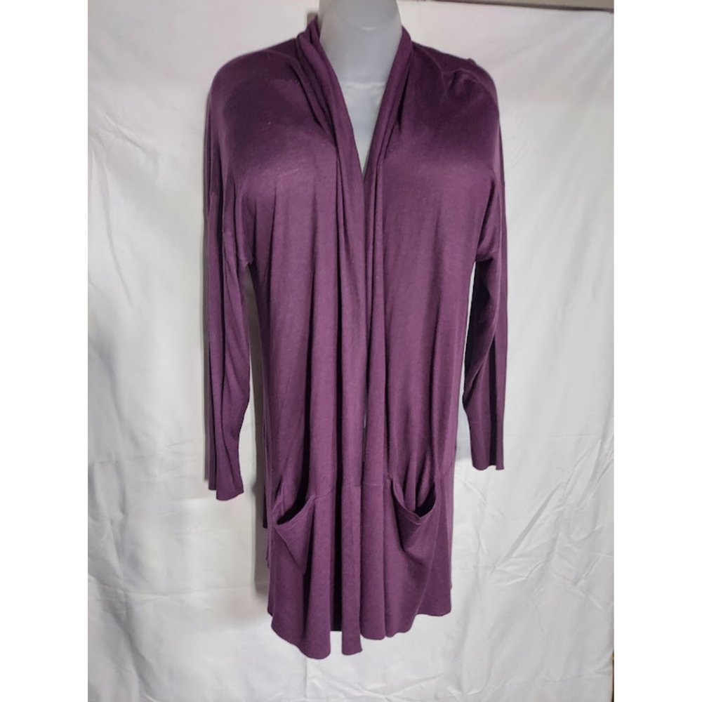 Halogen Womens Plus Size 3X Viscose Blend Purple Plum Cardigan - Open Sweater